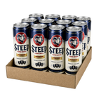 Twelve-pack of Steep Original Ginger Citrus cans in a cardboard tray